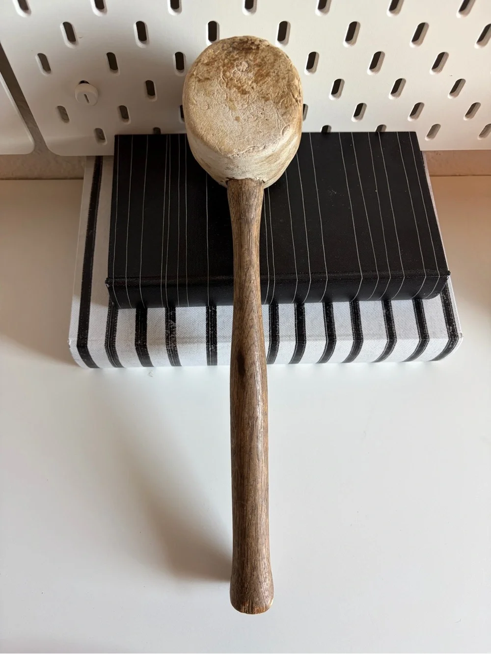 Vintage 1950s Wood Handle Rubber Mallet - Brown/Beige